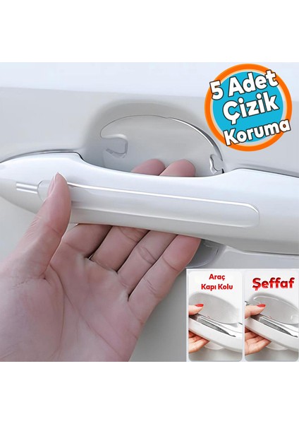 Otomobil Araba Araç Kapı Kolu Kendinden Yapışkanlı 85X75 mm Çizik Önleyici Koruyucu Bandı 5'li Bant