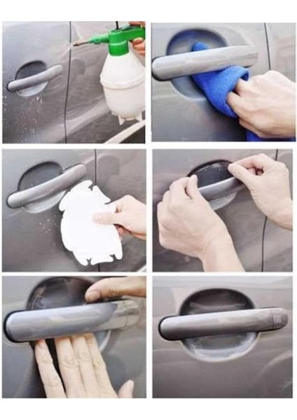 Otomobil Araba Araç Kapı Kolu Kendinden Yapışkanlı 85X75 mm Çizik Önleyici Koruyucu Bandı 5'li Bant modelleri
