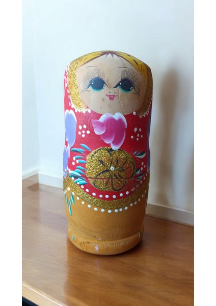 Vintage Ahşap Simli Matruşka Bebek 3'lü Set