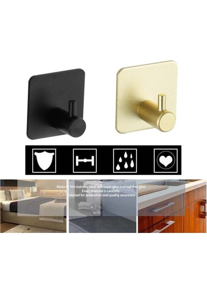 Gümüş 50 Siyah Altın Rengi Kendinden Yapışkanlı Duvar Kapı Havlusu Elbise Kanca Anahtarlık Mutfak Havlu Askısı Alüminyum Askı Bornoz Rafı Ev B4 (Yurt Dışından) fırsatları