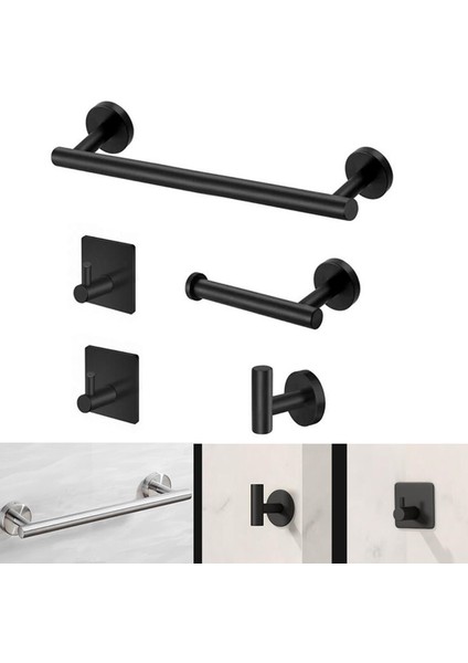 L 50 Tuvalet Donanım Seti Bornoz Kancası Havlu Ray Bar Rackyuvarlak Siyah Paslanmaz Çelik Raf Kağıt Doku Tutucu Banyo Aksesuarları A1 (Yurt Dışından) fiyatları