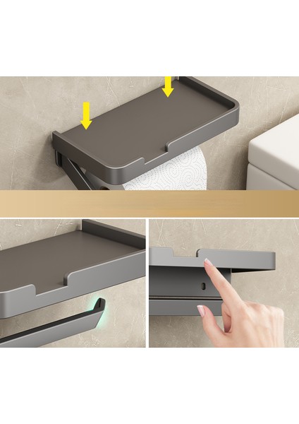 Siyah Bir Kağıt Tutucu Duvara Monte Uzay Alüminyum Rulo Tutucu Telefon Depolama Askı Tuvalet Rafı Havlu Askısı Doku Kutusu Banyo Aksesuarı (Yurt Dışından) indirimleri