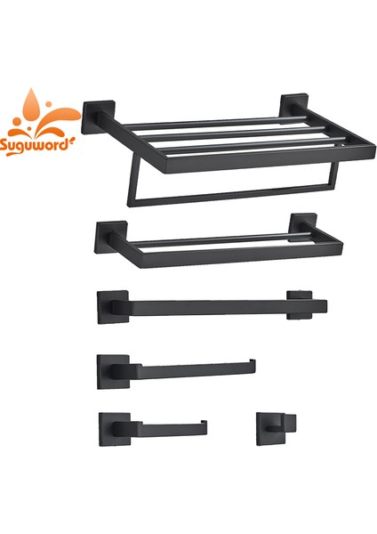 Krom A 50 Mat Siyah Banyo Havlu Askısı Bar Doku Kanca Tuvalet Askısı Duvara Montaj Paslanmaz Çelik Tuvalet Donanım Seti (Yurt Dışından) fiyatları