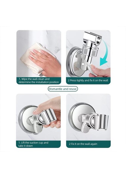 Şerit G804 Duş Başlığı Tutucu Evrensel 360 Derece Ayarlanabilir Tutucu Vantuzlu Duvara Montaj Yok Delme Braketi Banyo Aksesuarları (Yurt Dışından) fırsatları