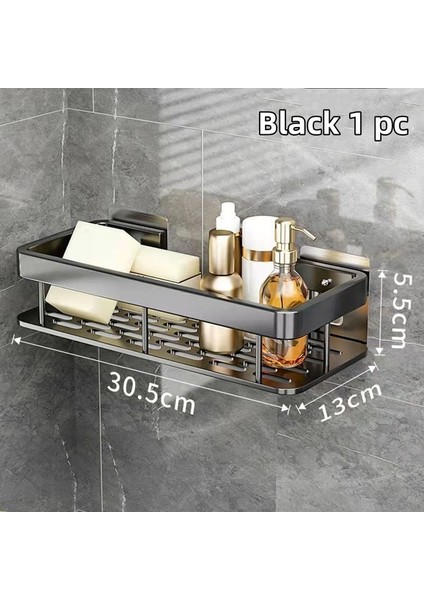 Styleb-Silvery-1pc Banyo Rafı Mutfak Depolama Organizatör Alüminyum Alaşımlı Şampuan Rafı Duş Rafı Banyo Aksesuarları Hiçbir Matkap Raf (Yurt Dışından)