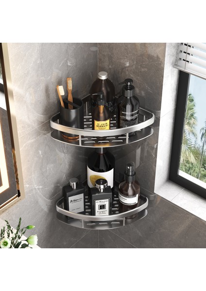 Styleb-Silvery-1pc Banyo Rafı Mutfak Depolama Organizatör Alüminyum Alaşımlı Şampuan Rafı Duş Rafı Banyo Aksesuarları Hiçbir Matkap Raf (Yurt Dışından) fiyatları