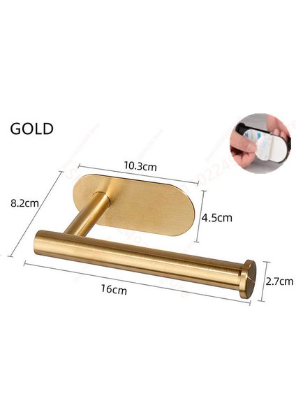 GOLD-16CM Asılı Kağıt Rulo Havluluk Paslanmaz Çelik Yapışkan Duvara Montaj Banyo Tuvalet Depolama Standı Mutfak Düzenleyici Peçete Rafı (Yurt Dışından)