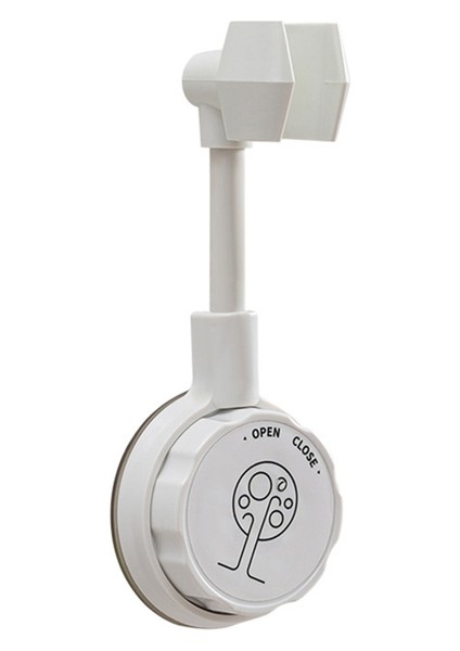 Beyaz 360° Duş Başlığı Tutucu Ayarlanabilir Kendinden Yapışkanlı Duş Başlığı Braketi Duvara Montaj 2 Kanca Standı Spa Banyo Evrensel Abs (Yurt Dışından)