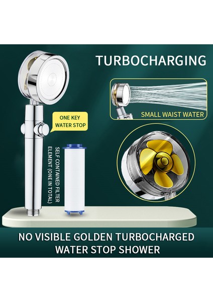Ddxmy-Blue Turbo Pervane Su Tasarruflu Duş Başlığı ve Tutucu Yüksek Basınçlı Duş Başlığı Yağış Fanlı Banyo Aksesuarları (Yurt Dışından) indirimleri