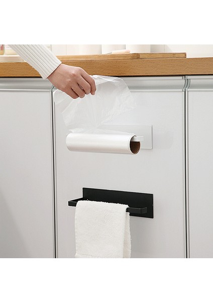 Beyaz Duvara Monte Kağıt Havluluk Mutfak Rulo Kağıt Tutucu Taze Film Depolama Rafı Dolap Organizatör Banyo Kağıt Havlu Rafı (Yurt Dışından) indirimleri