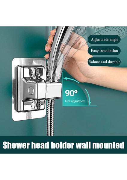 Gümüş 1 Adet Kendinden Yapışkanlı Duş Başlığı Duvara Monte Duş Başlığı Tutucu Ayarlanabilir Duş Tutucu El Braketi Banyo Aksesuarları (Yurt Dışından)