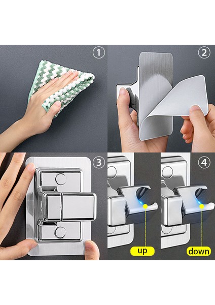 Gümüş 1 Adet Kendinden Yapışkanlı Duş Başlığı Duvara Monte Duş Başlığı Tutucu Ayarlanabilir Duş Tutucu El Braketi Banyo Aksesuarları (Yurt Dışından)