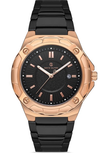 Davıd Guner Rose Siyah Kaplamalı Siyah Kadranlı Erkek Kol Saati DG-8353GA-R2