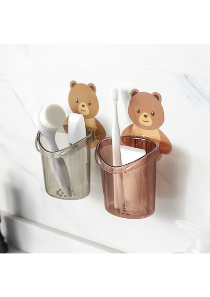 Açık Gri Ev Banyo Aksesuarları Seti Diş Fırçası Tutucu Diş Macunu Depolama Rafı Duvara Montaj Diş Fırçası Fincan Rafı Diş Fırçası Standı Çocuk (Yurt Dışından) indirimleri