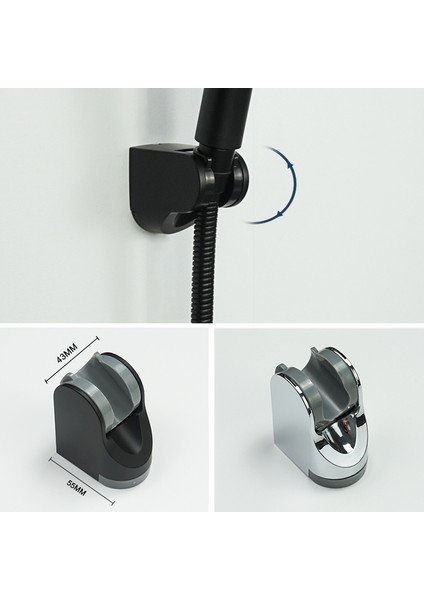 Tip C Mat Siyah El Duş Başlığı Tutucu Duvara Montaj El Duşu Püskürtücü Tutucu Abs Braketi Banyo Gül Altın Gri Krom Duş Değiştirme (Yurt Dışından)