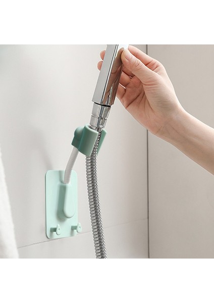 Mavi 360° Duş Başlığı Tutucu Ayarlanabilir Kendinden Yapışkanlı Duş Başlığı Braketi Duvara Montaj 2 Kanca Standı Spa Banyo Evrensel 1 Adet (Yurt Dışından)