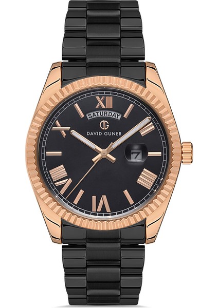 Davıd Guner Rose Siyah Kaplamalı Siyah Kadranlı Erkek Kol Saati DG-8329GA2-R2