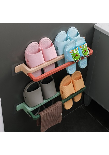 Mavi Terlik Raf Duvar Banyo Çift Katmanlar Terlik Organizatör Raflar Havlu Tutucu Duş Terlik Asılı Raf Standı Yerden Tasarruf (Yurt Dışından) fiyatları