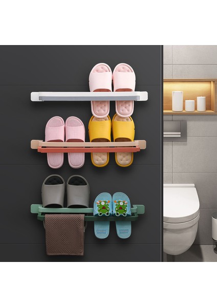 Mavi Terlik Raf Duvar Banyo Çift Katmanlar Terlik Organizatör Raflar Havlu Tutucu Duş Terlik Asılı Raf Standı Yerden Tasarruf (Yurt Dışından) modelleri