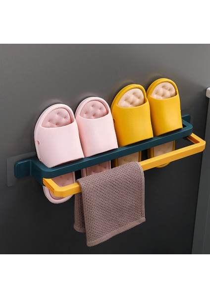 Mavi Terlik Raf Duvar Banyo Çift Katmanlar Terlik Organizatör Raflar Havlu Tutucu Duş Terlik Asılı Raf Standı Yerden Tasarruf (Yurt Dışından) fırsatları