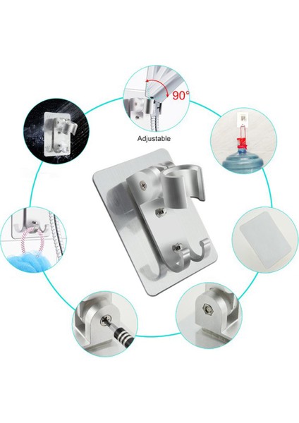 Gümüş Güçlü Yapıştırıcı 90° Alüminyum Duvar Jel Monteli Duş Başlığı Tutucu Ayarlanabilir Banyo Aksesuarları Stand Braketi (Yurt Dışından) indirimleri