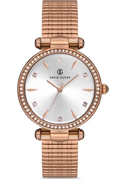 Davıd Guner Rose Kaplamalı Beyaz Kadranlı Kadın Kol Saati DG-8311LA-C1