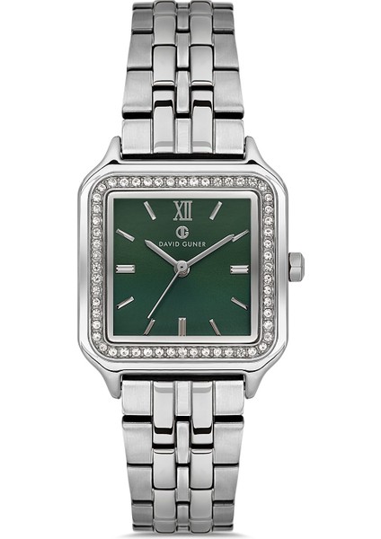 Davıd Guner Gümüş Kaplamalı Yeşil Kadranlı Kadın Kol Saati DG-8708LA-A10