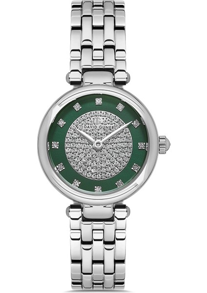 Davıd Guner Gümüş Kaplamalı Yeşil Kadranlı Kadın Kol Saati DG-8738LA-A10
