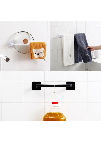 24.5 cm Beyaz Kendinden Yapışkanlı Duvara Monte Banyo Havlu Çubuğu Raf Raf Tutucu Banyo Aksesuarı Tuvalet Havlu Askısı Bez Raf Tek Çubuk Depolama (Yurt Dışından)
