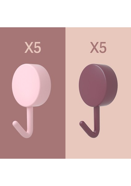 Pembe Koyu Kırmızı 10 Adet Kendinden Yapışkanlı Duvar Kanca Güçlü Sondaj Olmadan Robe Ceket Kanca Banyo Mutfak Havlusu Askı Kancaları Banyo Aksesuarları (Yurt Dışından)