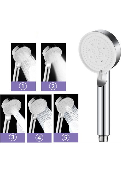 Gümüş 5 Modu Çok Fonksiyonlu Yüksek Basınçlı Duş Başlığı Ayarlanabilir Su Tasarruflu Duş Hortumu Tüp Banyo Aksesuarları Için Dolu (Yurt Dışından)