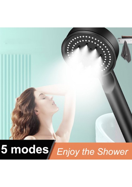Gümüş 5 Modu Çok Fonksiyonlu Yüksek Basınçlı Duş Başlığı Ayarlanabilir Su Tasarruflu Duş Hortumu Tüp Banyo Aksesuarları Için Dolu (Yurt Dışından) modelleri