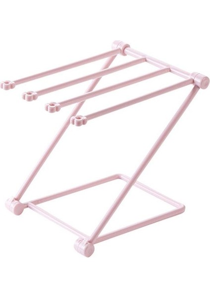 Pembe Yeni Plastik Mutfak Katlanabilir Depolama Rafı Bardak Tutucu Havlu Askısı Paçavra Tutucu (Yurt Dışından)