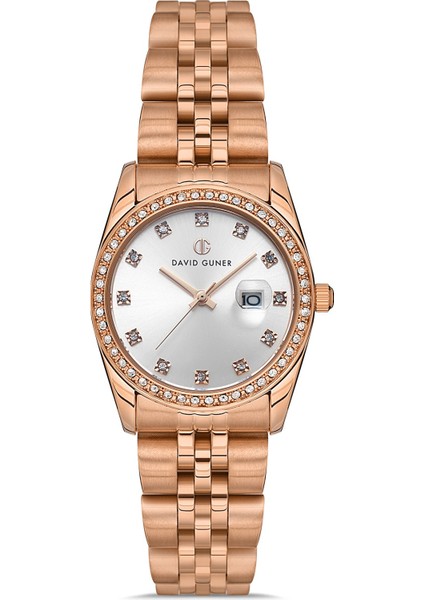 Davıd Guner Rose Kaplamalı Beyaz Kadranlı Kadın Kol Saati DG-8657LA-C1