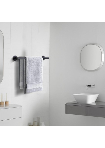 Gümüş Çift Katmanlı Kullanışlı Havluluk Güçlü Taşıma Kapasitesi Havlu Askısı Çift Katmanlı Havlu Asılı Duvar Asılı Havlu Depolama Tutucu (Yurt Dışından) indirimleri