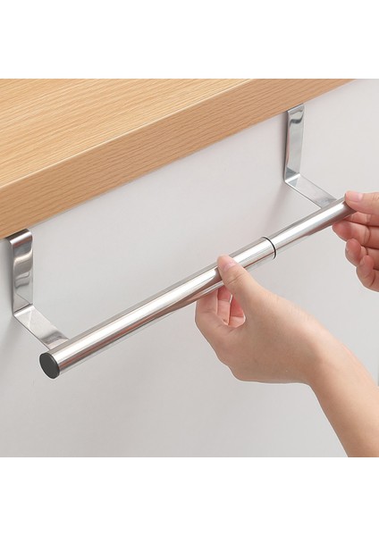Gümüş Paslanmaz Çelik Çivisiz Kapı Arkasında Teleskopik Asılı Havlu Askısı El Havlusu Tutucu Mutfak El Havlusu Tutucu (Yurt Dışından) fırsatları