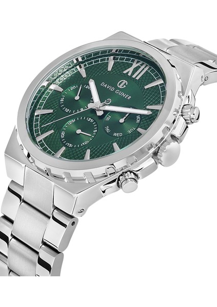 Davıd Guner Gümüş Kaplamalı Yeşil Kadranlı Erkek Kol Saati DG-8410GA-A10 modelleri