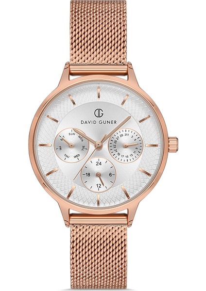 Davıd Guner Rose Kaplamalı Beyaz Kadranlı Kadın Kol Saati DG-8310LC-C1