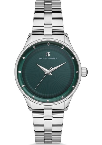 Davıd Guner Gümüş Kaplamalı Yeşil Kadranlı Kadın Kol Saati DG-8397LA-A10