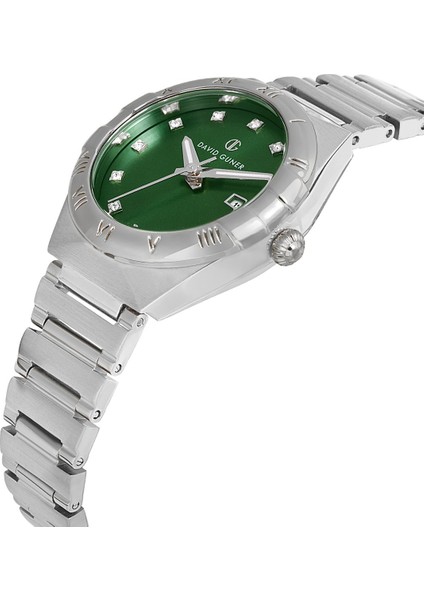 Davıd Guner Gümüş Kaplamalı Yeşil Kadranlı Kadın Kol Saati DG-8837LA-A10 modelleri