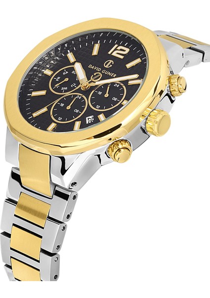 Davıd Guner Sarı Beyaz Kaplamalı Siyah Kadranlı Erkek Kol Saati DG-8403GA-D2 modelleri