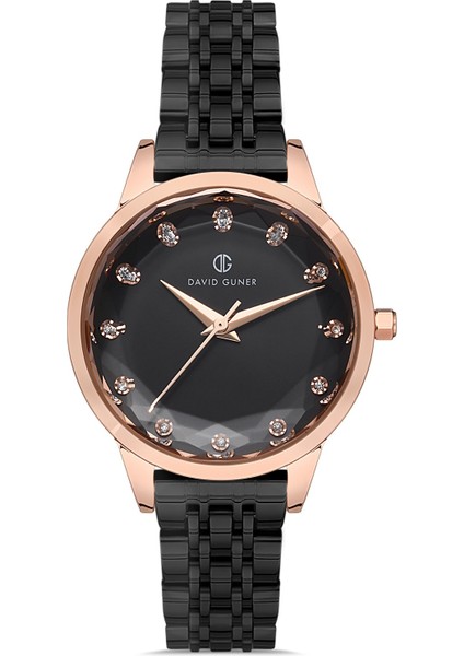 Davıd Guner Rose Siyah Kaplamalı Siyah Kadranlı Kadın Kol Saati DG-8185LA-R2