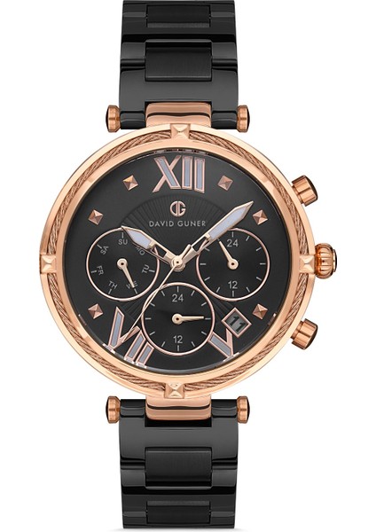 Davıd Guner Rose Siyah Kaplamalı Siyah Kadranlı Kadın Kol Saati DG-8273LA-R2