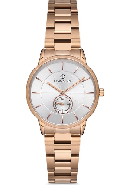 Davıd Guner Rose Kaplamalı Beyaz Kadranlı Kadın Kol Saati DG-8192LA-C1