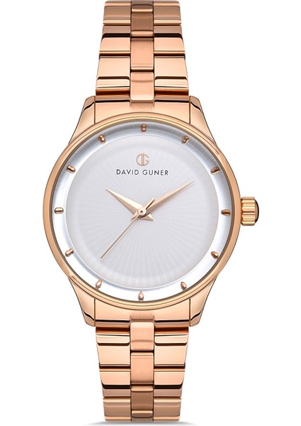 Davıd Guner Rose Kaplamalı Beyaz Kadranlı Kadın Kol Saati DG-8397LA-C1