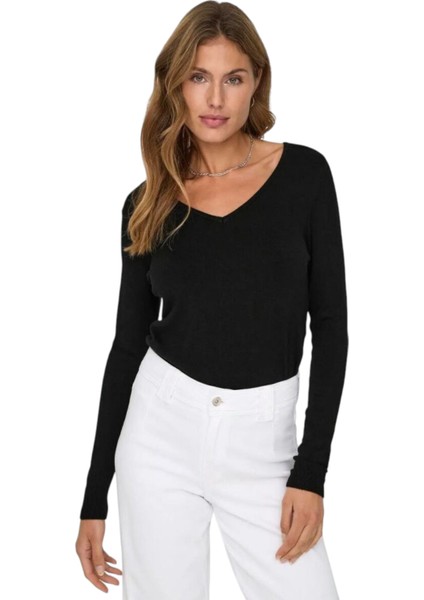 Kadın V Yaka Triko Kazak 15333990