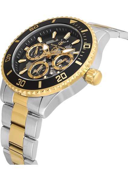 Davıd Guner Sarı Beyaz Kaplamalı Siyah Kadranlı Erkek Kol Saati DG-8851GA-D2 modelleri