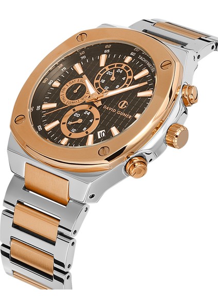Davıd Guner Rose Beyaz Kaplamalı Kahverengi Kadranlı Erkek Kol Saati DG-8386GA-E6 modelleri