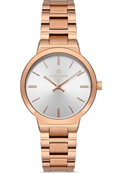 Davıd Guner Rose Kaplamalı Beyaz Kadranlı Kadın Kol Saati DG-8324LA-C1
