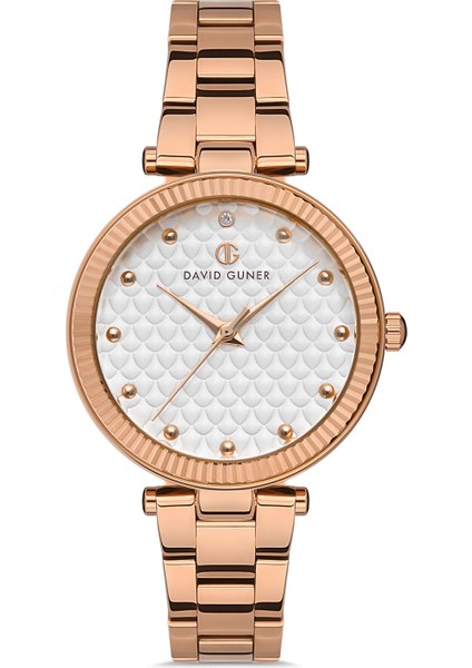 Davıd Guner Rose Kaplamalı Beyaz Kadranlı Kadın Kol Saati DG-8366LA-C1